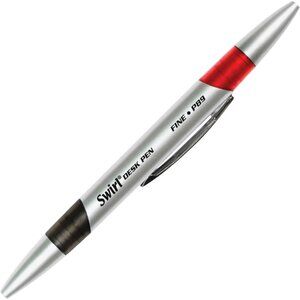 Moon Products Retractable Swirl Desk Pens Fine Point Red/Black Ink 12/Pack